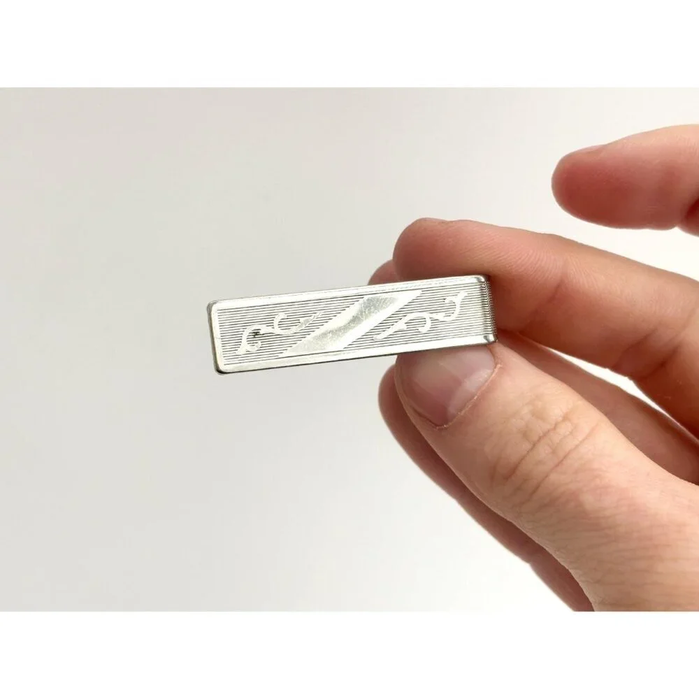 Southwest Style Textured Vine Silver Toned Vintage Men's Tie Bar | Tie Clip